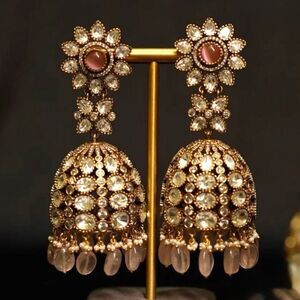 JEWELRY POWER OFFICIAL LUXURY HANDCRAFTED PAKISTANI DESIGNER POLKI EARRINGS